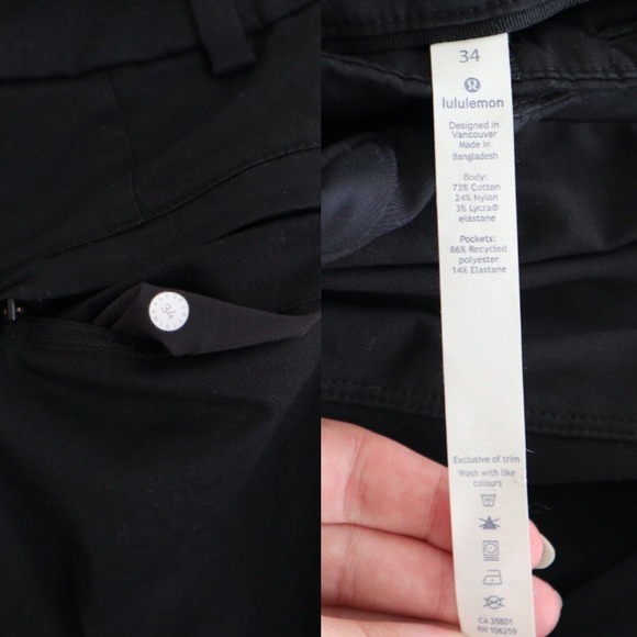 Lululemon Men's 34 Commission Pant Classic Swift Cotton M5440S Black - Picture 5 of 11